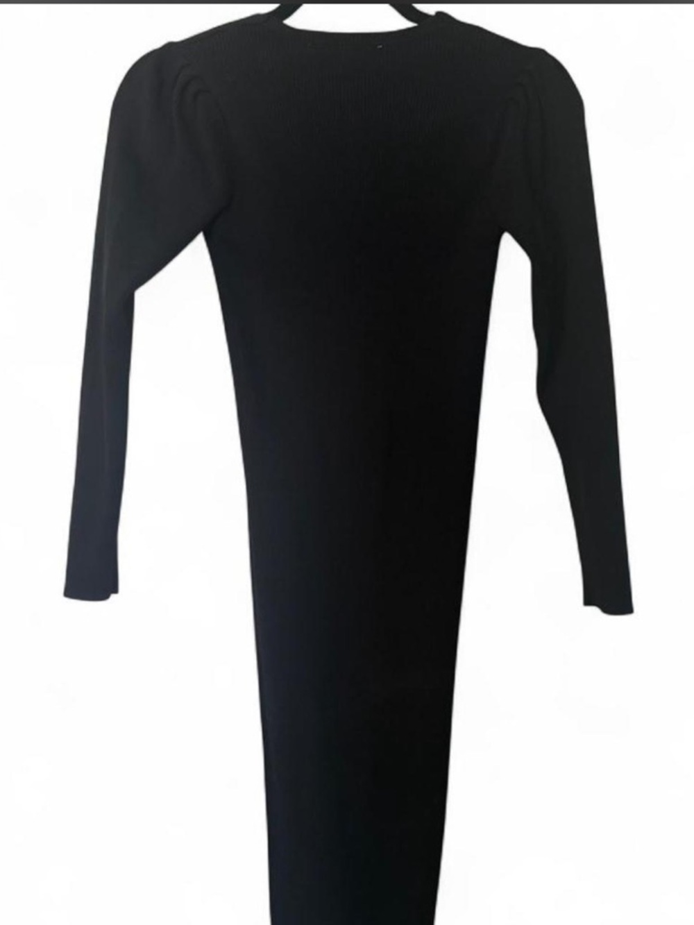 Zara Black Long Sleeve V-Neck Button-Front Knit Dress Very Stretchy - Picture 5 of 5